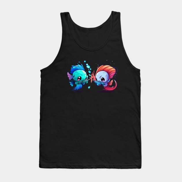 TWO COOL BETTA FISH FIGHTING Tank Top by aiartify